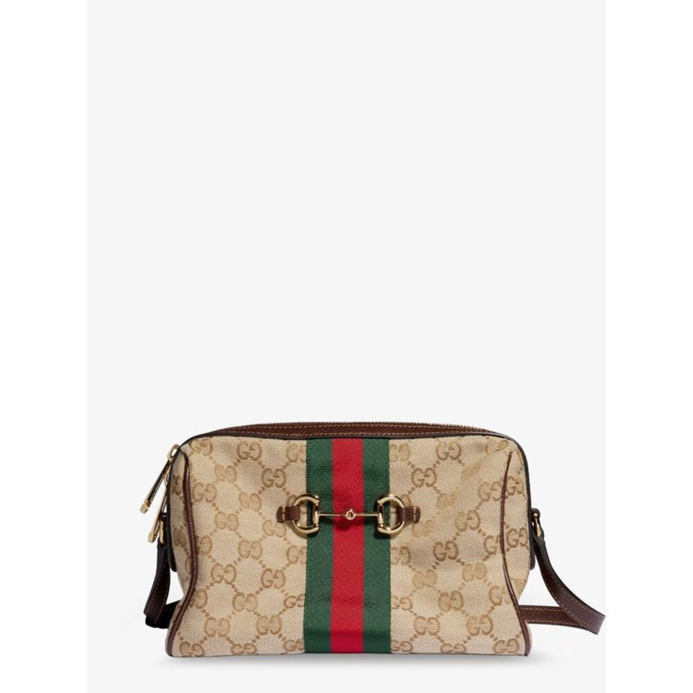 Gucci Women Camera Bag Gg Fabric Crossbody Bag With Metal Horsebit